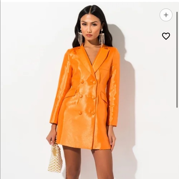 AKIRA Dresses & Skirts - Juliet Orange Shiny Blazer Dress from Akira